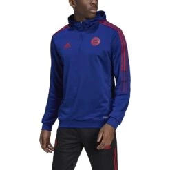 Adidas Bayern Munich 21/22 Tiro 21 Hooded Track Top (Blue/Red)
