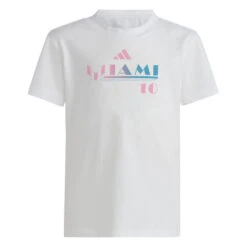 Adidas Messi "M"iaMI Graphic Tee Youth (White/Pink/Blue)