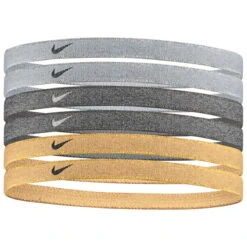 Nike Nike Swoosh Sport Headbands 6Pk Metallic (Gray/Black/Gold)