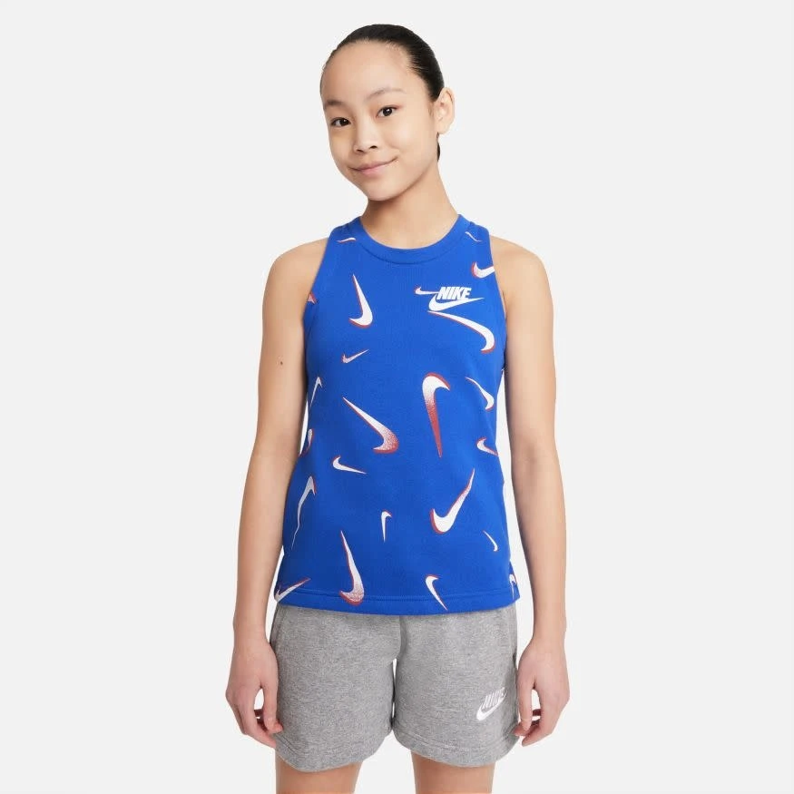 Nike Sportswear French Terry Printed Tank Girls (Blue) - Image 3