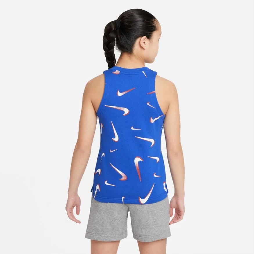 Nike Sportswear French Terry Printed Tank Girls (Blue) - Image 4