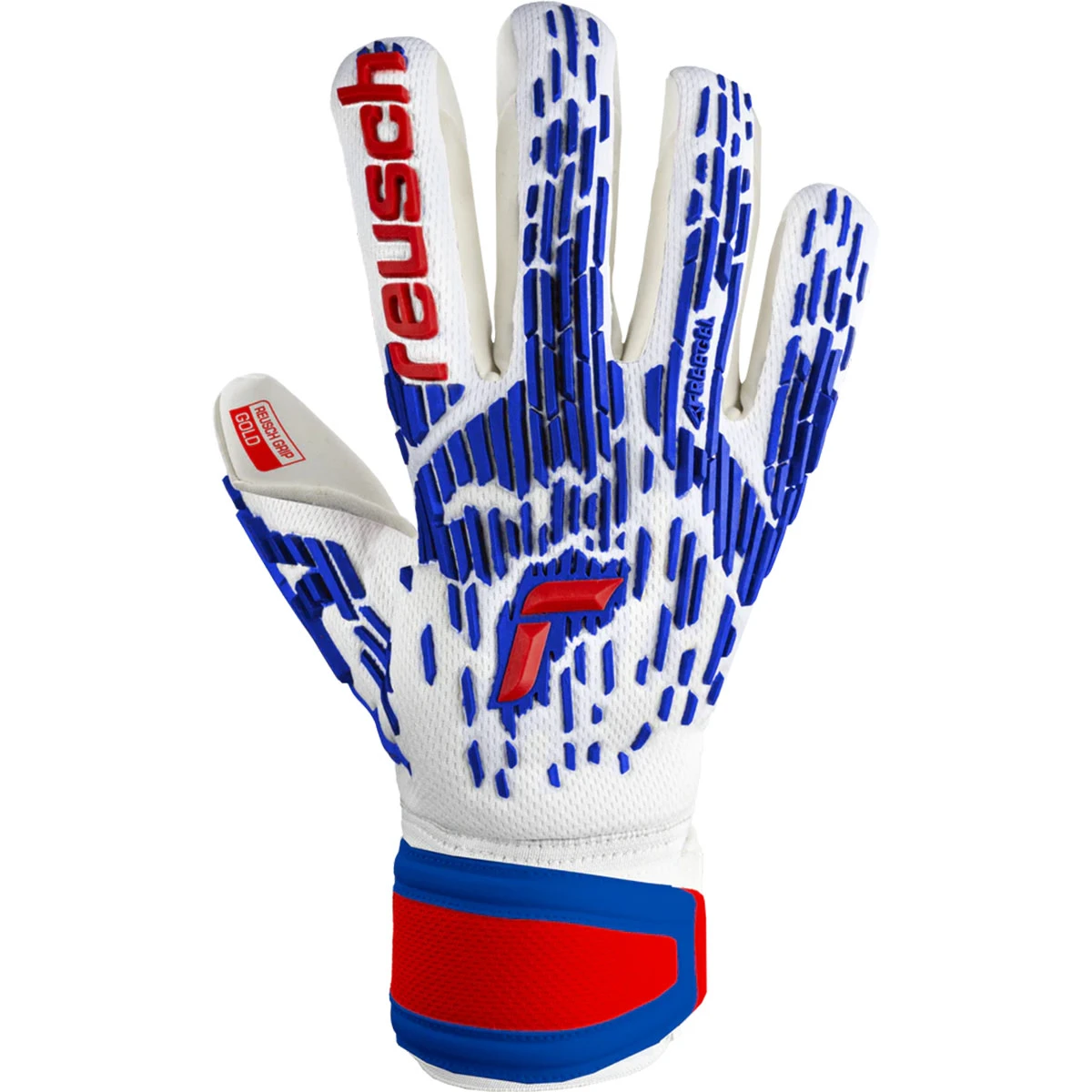 Reusch Attrakt Freegel Gold Sleek Finger Support Glove (White/Blue)