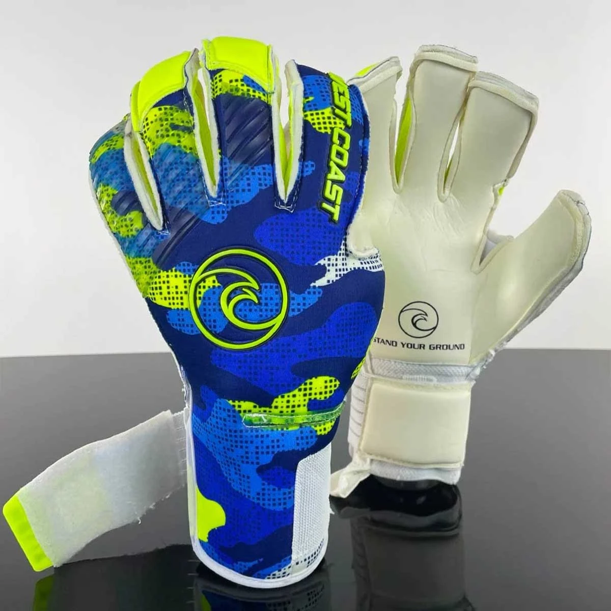 West Coast Helix Defiant Goalie Gloves (Blue/Neon) - Image 2