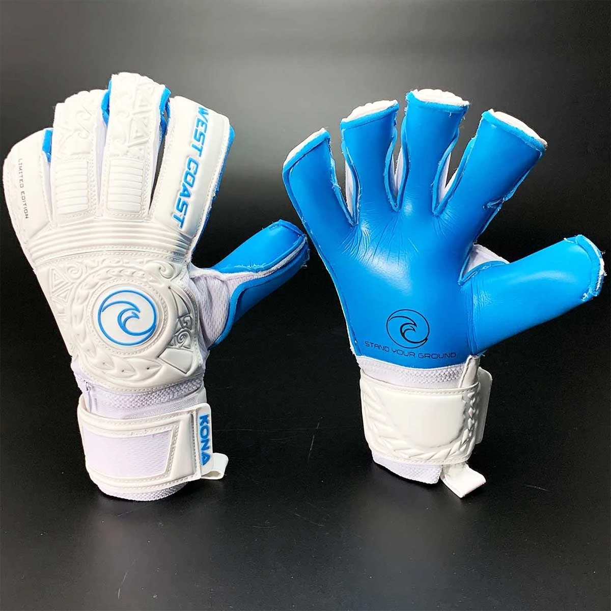 West Coast Kona Pure Cyan Goalie Gloves (White/Aqua) - Image 2